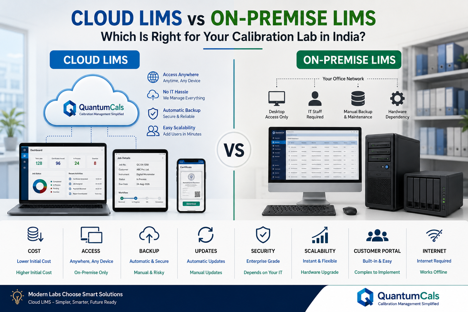 Comparison of cloud-based and on-premise LIMS software options for calibration labs in India