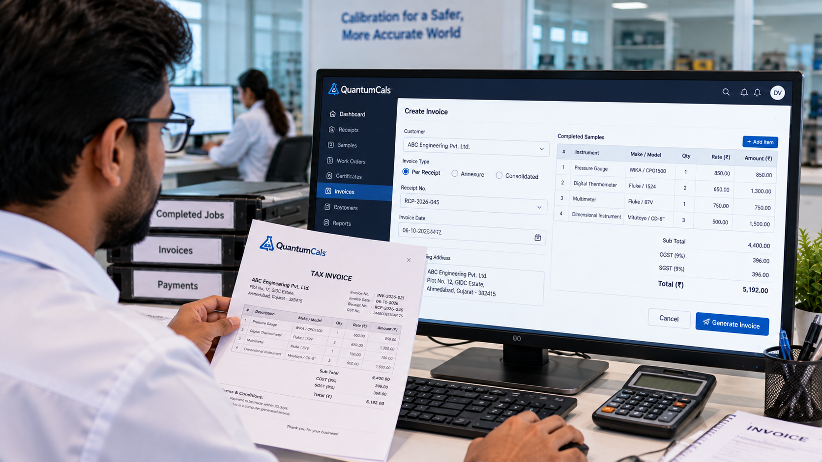 Timeline of remarks and history entries for a calibration job with an audit trail